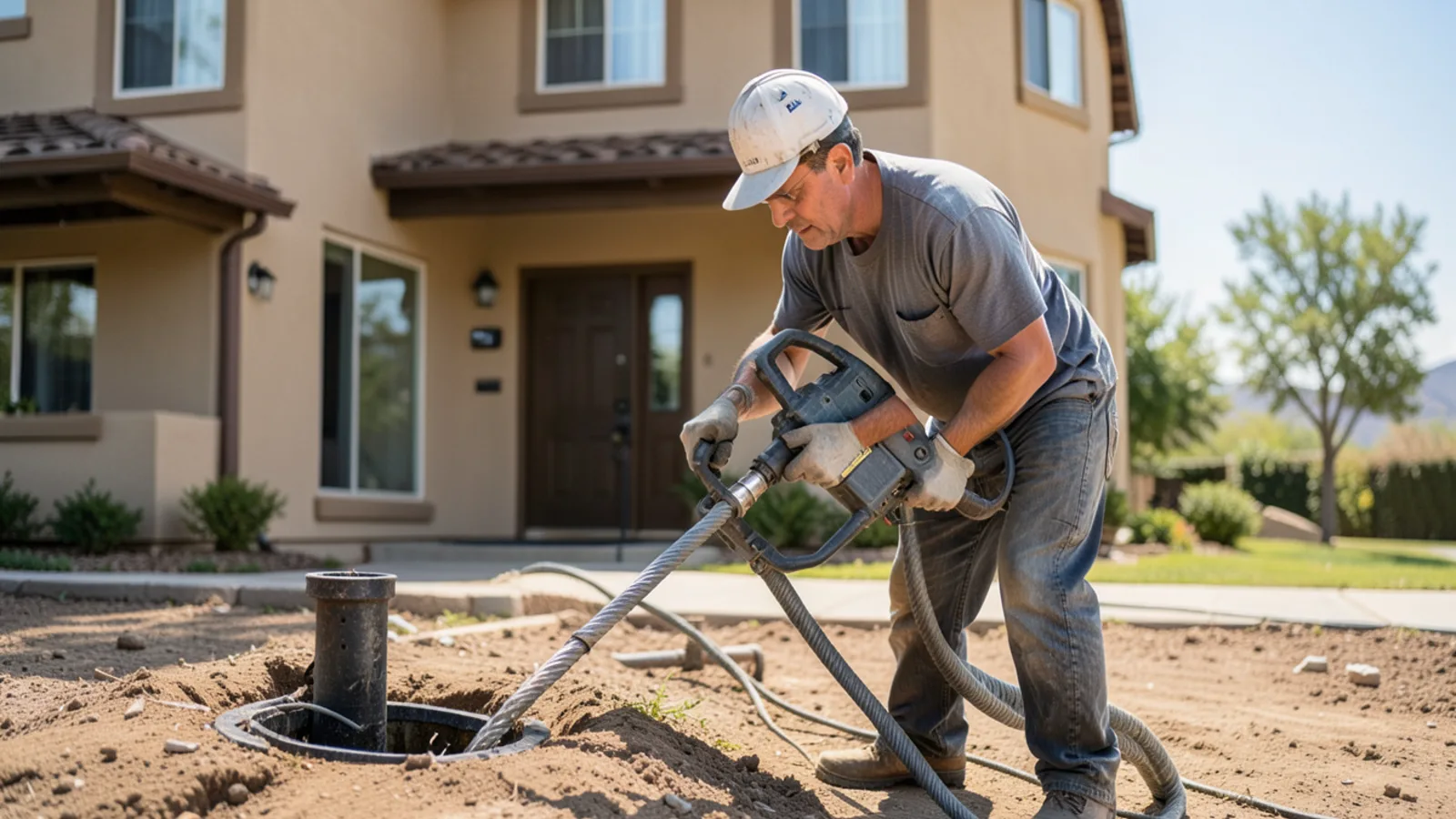 Professional drain cleaning rooter machine and camera staging